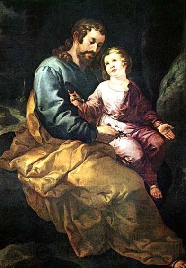 HERRERA, Francisco de, the Elder St Joseph and the Christ Child Norge oil painting art